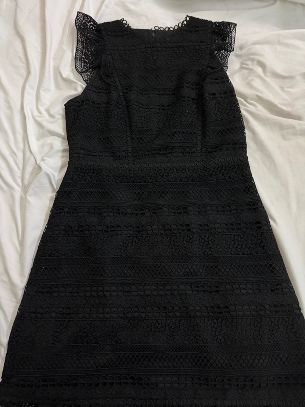J. Crew Black Lace Mini Dress with Cap Sleeves